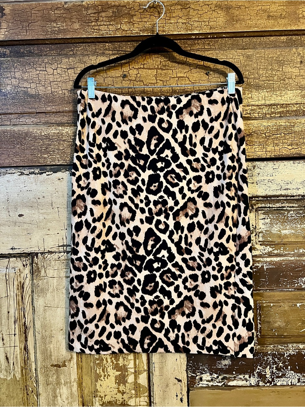 Tahari Leopard Print Pencil Skirt | Stretch Midi Workwear Skirt | L